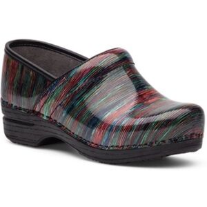 Dansko XP Colorful Striped Pride Rainbow Slip On Nurse Comfort Clogs/Mules SZ 37